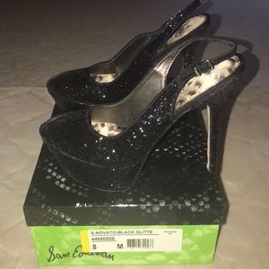 Sam Edelman Black Glitter Heels Size 8